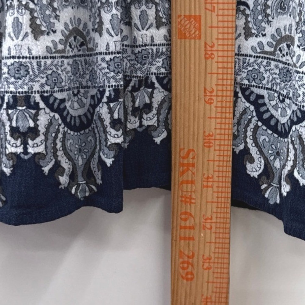 Aeropostale Boho Babydoll Tank Top XL Blue White Floral Lace Trim Sleeveless - Picture 7 of 8